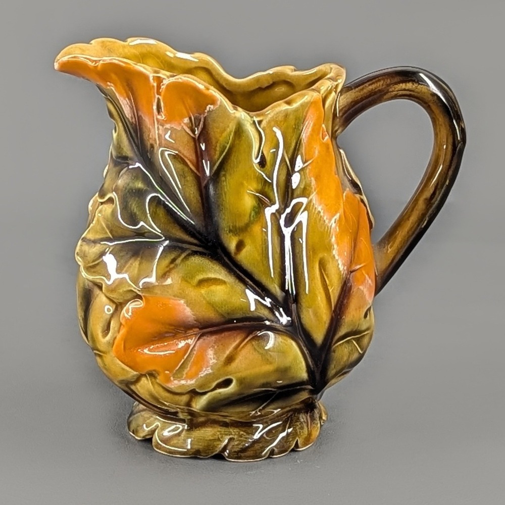 Relpo 6276 Vintage Autumn Leaf Ceramic Pitcher Fall Decor 5 Inch